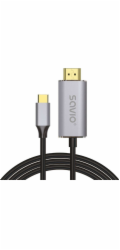 USB-C to HDMI 2.0B cable 1m silver-black golden tips SAVIO CL-170