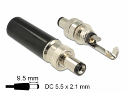 Delock Konektor DC 5,5 x 2,1 mm s délkou 9,5 mm samec