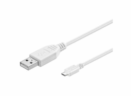 PremiumCord Kabel micro USB 2.0, A-B 20cm, bílá