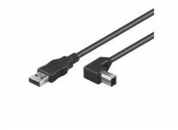 PREMIUMCORD Kabel USB 2.0 A-B propojovací 3m - zahnutý B konektor 90°