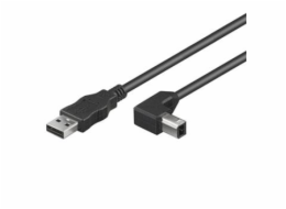 PREMIUMCORD Kabel USB 2.0 A-B propojovací 0.5m - zahnutý B konektor 90°