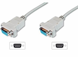 Digitus připojovací kabel nullmodem DB9 F/F 3m, béžový