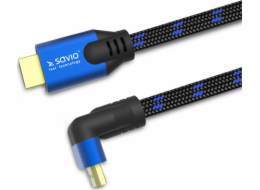 HDMI-HDMI V2.1, 3M, 8K, Angular, OFC, Copper, Golden Ends, Ethernet/3D CL-148 SAVIO Blue-Black