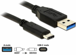 Delock Kabel SuperSpeed USB 10 Gbps (USB 3.1, Gen 2) Typ A samec > USB Type-C™ samec 0,5 m černý