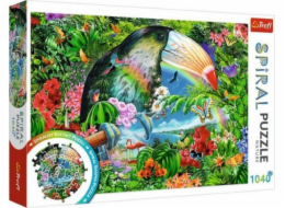 Spirálové puzzle tropických zvířat