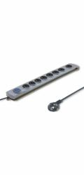 Napájecí lišta Qoltec Swift přepěťová ochrana 8 zásuvek 1,8 m šedá (50167)