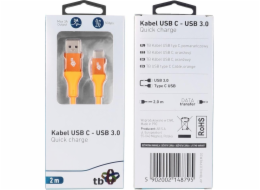 USB 3.0 - USB C kabel 2m PREMIUM 3A oranžový TPE