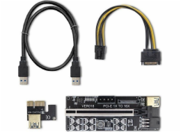 Rozšiřující karta Riser Qoltec PCI-E 1x-16x | USB 3.0 | ver.018 | SATA / PCI-E 6pin