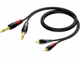 Kabel 2x RCA / Cinch samec - 2x 6,3 mm Mono 3m samec konektor