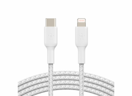 Pletený USB-C Lightning kabel 1m bílý