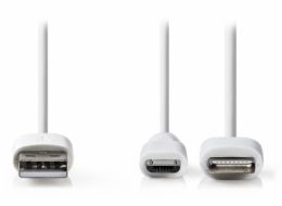 NEDIS synchronizační a nabíjecí kabel 2 v 1/ USB Micro B Zástrčka + Adaptér Lightning - A Zástrčka/ bílý/ 1m