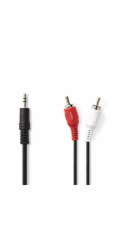 Nedis CAGB22200BK50 - Stereofonní Audio Kabel | 3,5mm Zástrčka – 2x RCA Zástrčka | 5 m | Černý