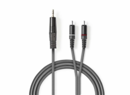 Nedis COTH22200GY50 - Stereofonní Audio Kabel | 3,5 mm Zástrčka – 2x RCA Zástrčka | 5 m | Šedá barva
