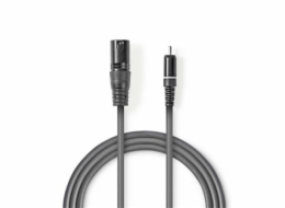 Nedis COTH15205GY15 - XLR Audiokabel | XLR 3pinová Zástrčka – RCA Zástrčka | 1,5 m | Šedá barva