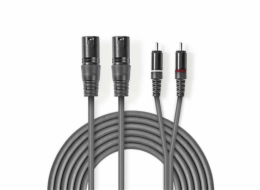 Nedis COTH15210GY30 - XLR Audiokabel | 2x XLR 3pinová Zástrčka – 2x RCA Zástrčka | 3 m | Šedá barva