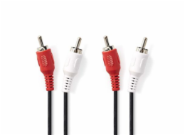 Nedis CAGB24200BK20 - Stereofonní Audio Kabel | 2x RCA Zástrčka - 2x RCA Zástrčka | 2 m | Černá barva