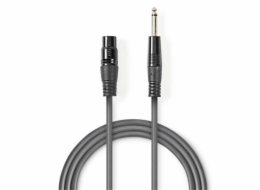 Nedis COTH15120GY30 - Nevyvážený XLR Audiokabel | XLR 3pinová Zásuvka – 6,35mm Zástrčka | 3 m | Šedá barva