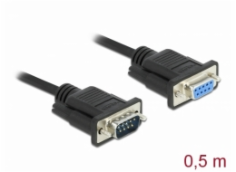 Delock Sériový kabel rozhraní RS-232 Sub-D9, ze zástrčkového na zásuvkový, délky 0,5 m