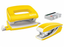 LEITZ Set mini sešívačky a děrovačky  WOW, žlutá