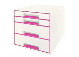 LEITZ Zásuvkový box  WOW CUBE, 4 zásuvky, růžová