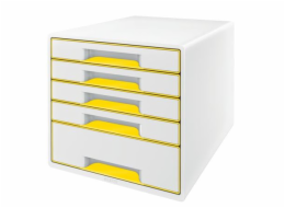 LEITZ Zásuvkový box  WOW CUBE, 5 zásuvek, bílá/žlutá