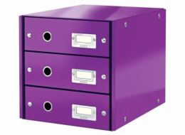 LEITZ Zásuvkový box  Click&Store, 3 zásuvky, purpurová