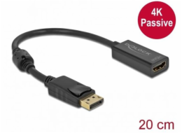 Delock - Video adaptér - DisplayPort s piny (male) s jazýčkem do HDMI se zdířkami (female) - 20 cm - černá - pasivní, podpora 4K30Hz