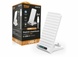 ALIGATOR Stojánek s bezdrátovým nabíjením 15W a USB-C konektorem, 2v1, bílý