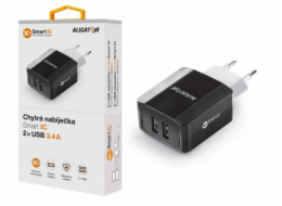 ALIGATOR chytrá síťová nabíječka 3.4 A, 2x USB, smart IC, černá