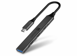 CONNECT IT USB-C hub, (1xUSB-A 3.0, 3xUSB-A 2.0), externí, ANTRACITOVÝ