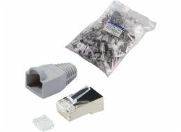 LogiLink Netzwerkanschluss - RJ-45 (M) - abgeschirmt - CAT 6 - ohne Haken - Hellšedá, RAL 7035 (Packung mit 100)