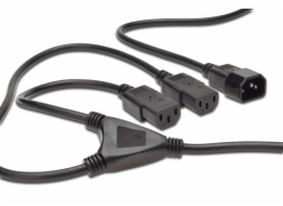Digitus Napájecí kabel Rozbočovací, C14 - C13 2x, M / F, 1,7m, H05VV-F3G 1.0qmm / 0.75qmm, bl