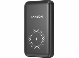CANYON powerbanka PB-1001B PD&QC3.0,10 000mAh,Qi&AppleMagSafe,In 5/9V (Lightning/USB-C),Out 5/9/12V (USB-A+USB-C),černá