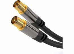 PremiumCord TV antenní HQ propojovací kabel M/F 75Ohm (135dB) 4x stínený 5m