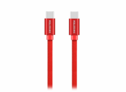 Data kabel SWISSTEN Textile USB-C/USB-C 1,2 m, červená