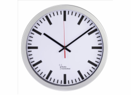 HAMA nástěnné hodiny Station/ průměr 30 cm/ řízené rádiovým signálem/ 1x AA baterie/ bílo-stříbrné