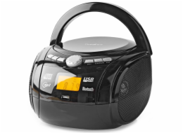 NEDIS CD přehrávač Boombox/ výkon 9 W/ napájení z baterie/ síťové napájení/ stereo/ BT/ FM/ USB/ černý