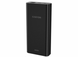 CANYON powerbanka PB-2001, 20000mAh Li-poly, Input 5V/2A microUSB + USB C, Output 5V/2.1A USB-A, černá