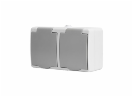 Solight dvojzásuvka do vlhka IP54, šedá