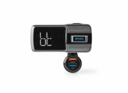 NEDIS FM Transmitter do auta/ Hands free volání/ 2.0 "/ LED obrazovka/ Bluetooth 5.0/ 12 - 24 V DC/ 3 A/ 2x USB/ černý