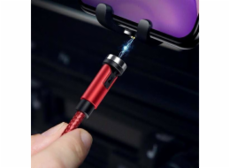 Usams USB kabel USAMS Magnetický kabel U59 microUSB 2.1A Fast Charge 1m opletený červený / červený SJ474USB02 (US-SJ474) nastavitelný úhel