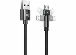 Usams USB kabel USAMS U60 2A microUSB opletený otočný kabel černá / černá 1m SJ478USB01 (US-SJ478)