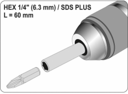 Yato SDS PLUS adaptér pro 1/4 bitu (YT-04690)