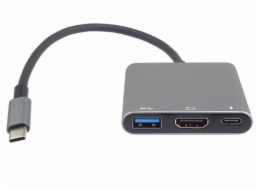 PremiumCord Adaptér USB-C na HDMI + USB3.0 + PD, rozlišení 4K a FULL HD 1080p