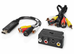 NEDIS video převodník/ USB 2.0/ 480p/ A/V kabel/ SCART/ 3x RCA zásuvka/ S-video zásuvka/ černý