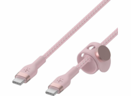 Belkin USB-C na USB-C kabel, 1m, růžový - odolný PRO Flex