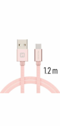 Swissten Datový Kabel Textile Usb / Usb-C 1,2 M Růžovo/Zlatý