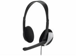 HAMA headset PC Office stereo HS-P100/ drátová sluchátka + mikrofon/ 2x 3,5 mm jack/ citlivost 110 dB/mW/ černý