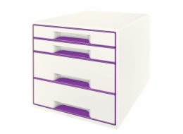 LEITZ Zásuvkový box  WOW CUBE, 4 zásuvky, purpurová