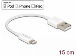 Delock - Kabel Lightning - USB s piny (male) do Lightning s piny (male) - 15 cm - bílá